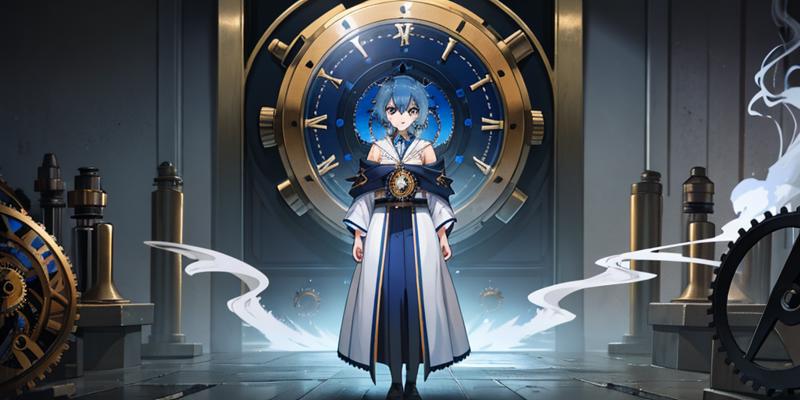 00247-3311980477-(Close-up_1.2), 1girl, solo, standing inside a fantasy clock tower, blue hair, white eyes, magician robes outfit, intricate back.png